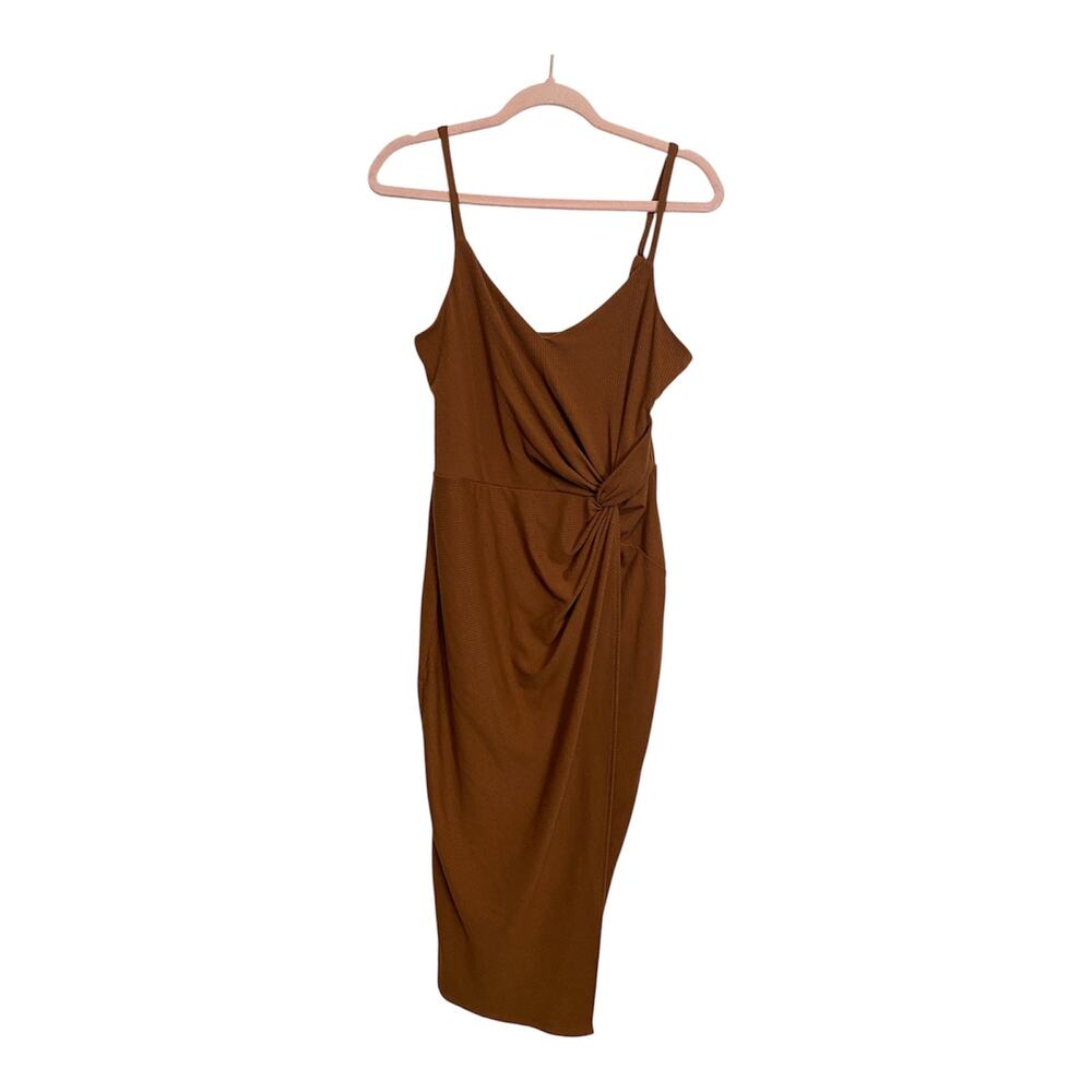 Nine Britton Brown Knit Spaghetti Strap Mini Pencil Dress size M